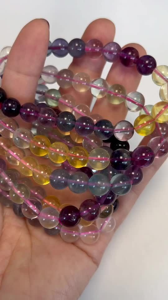 Multicolor Fluorite 8mm AAA pearls bracelace