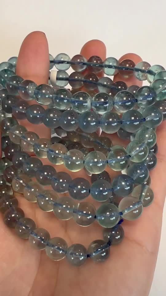 Bracelet Blue Fluorite AAA pearls 8mm