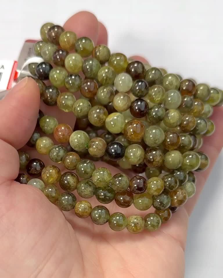 Grossular Green Garnet Bracelet AA beads 5.5-6.5mm
