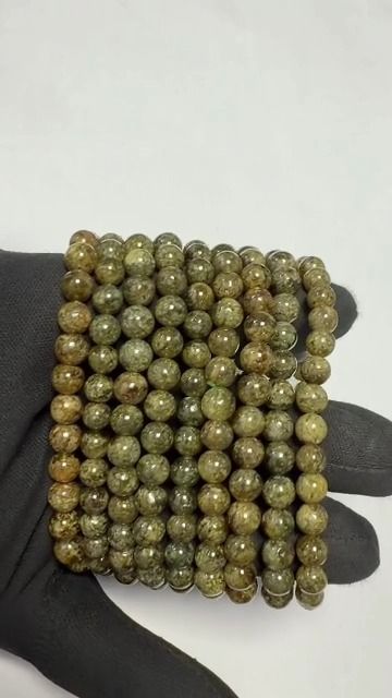 Green Grossular Garnet Bracelet AA 5.5-6.5mm Beads