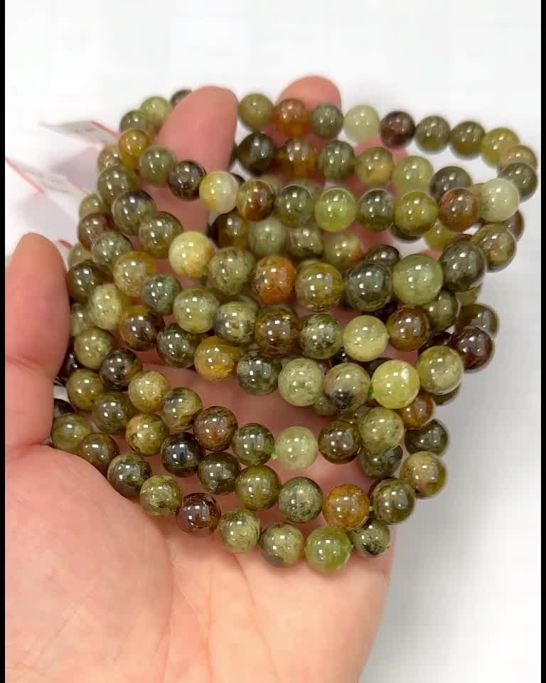 Grossular Green Garnet Bracelet AA Beads 7.5-8.5mm