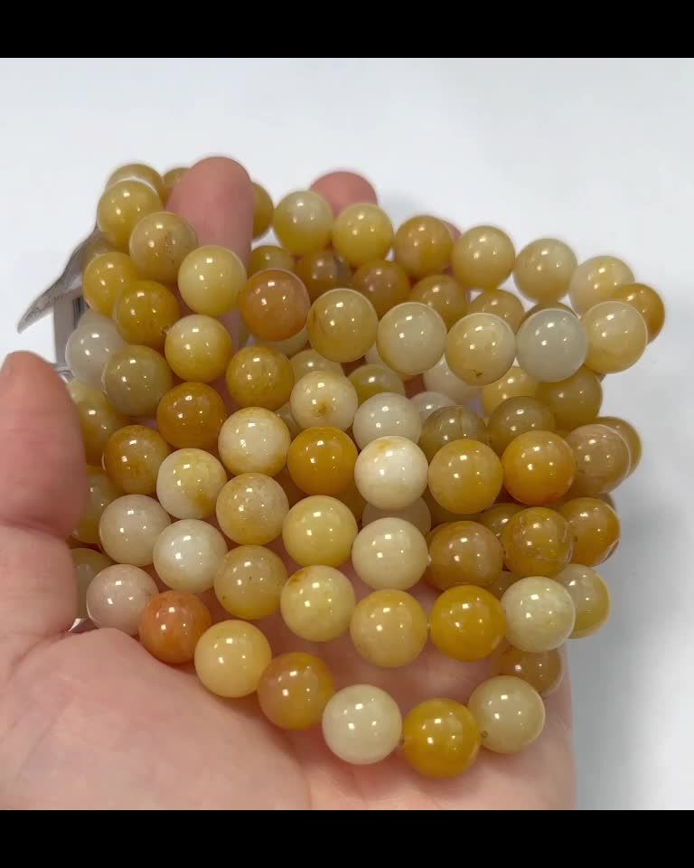 Bracelet Yellow Jade A pearls 10mm