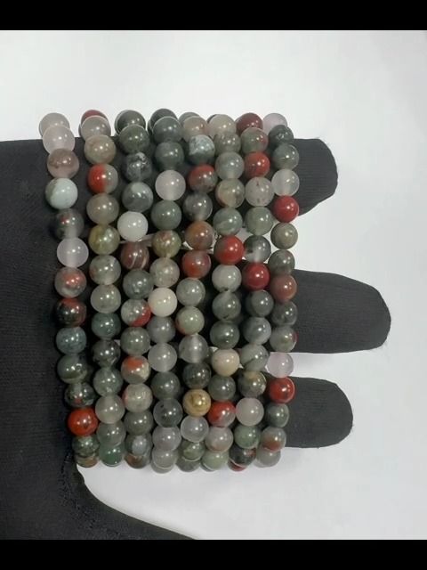 Bloodstone heliotrope jasper bracelet beads 6-7mm
