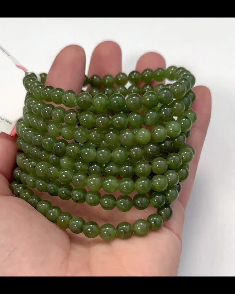 Bracelet Jade Nephrite Canada AA beads 6mm