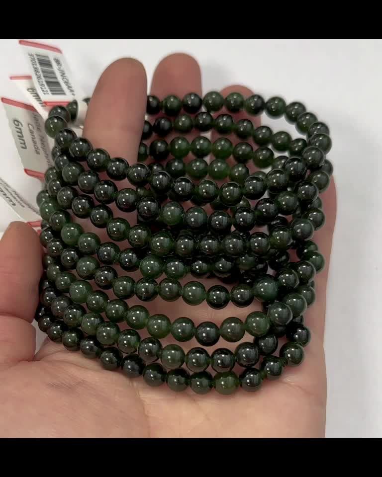 Bracelet Jade Nephrite Canada AA+ beads 6mm