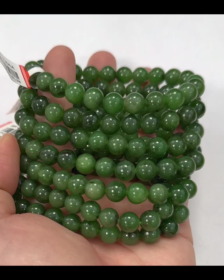 Bracelet Jade Nephrite Canada AA beads 8mm