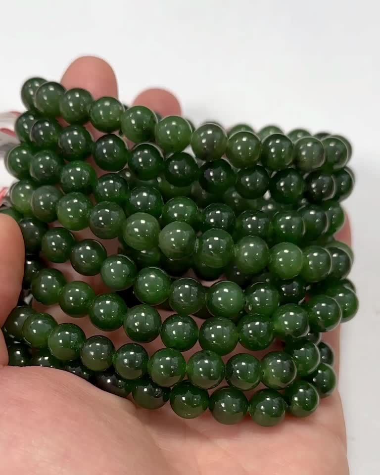 Bracelet Jade Nephrite Canada AA+ beads 8mm