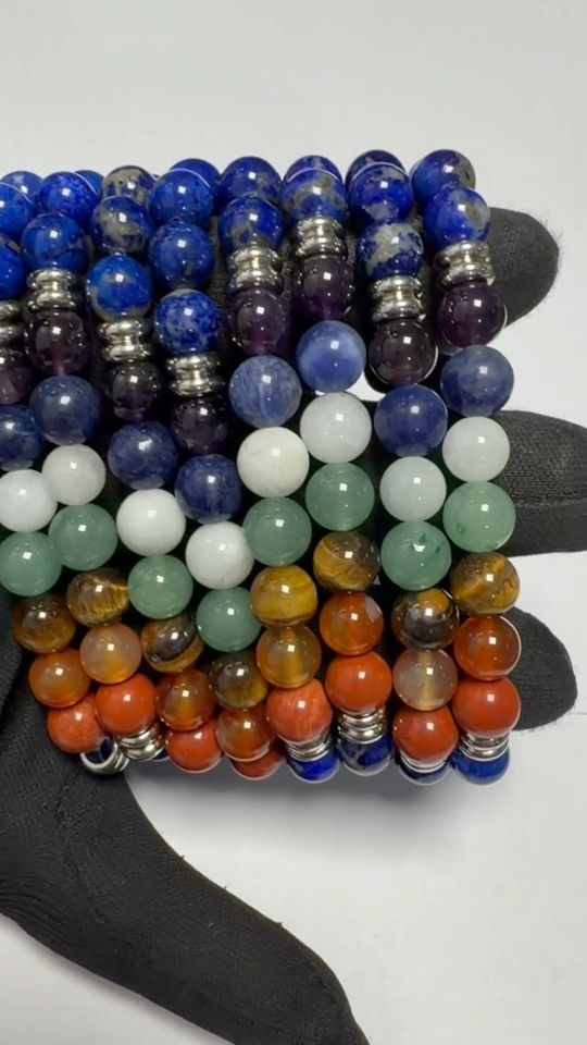 Lapis Lazuli 7 Chakras AB Bead Bracelet 8mm