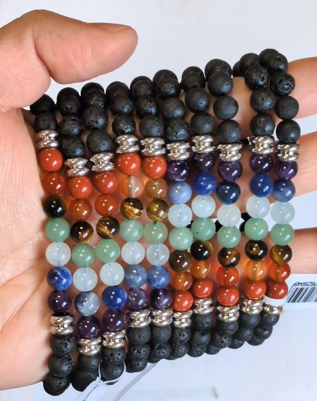 Lava Stone Bracelet 7 chakras A+ beads 6mm