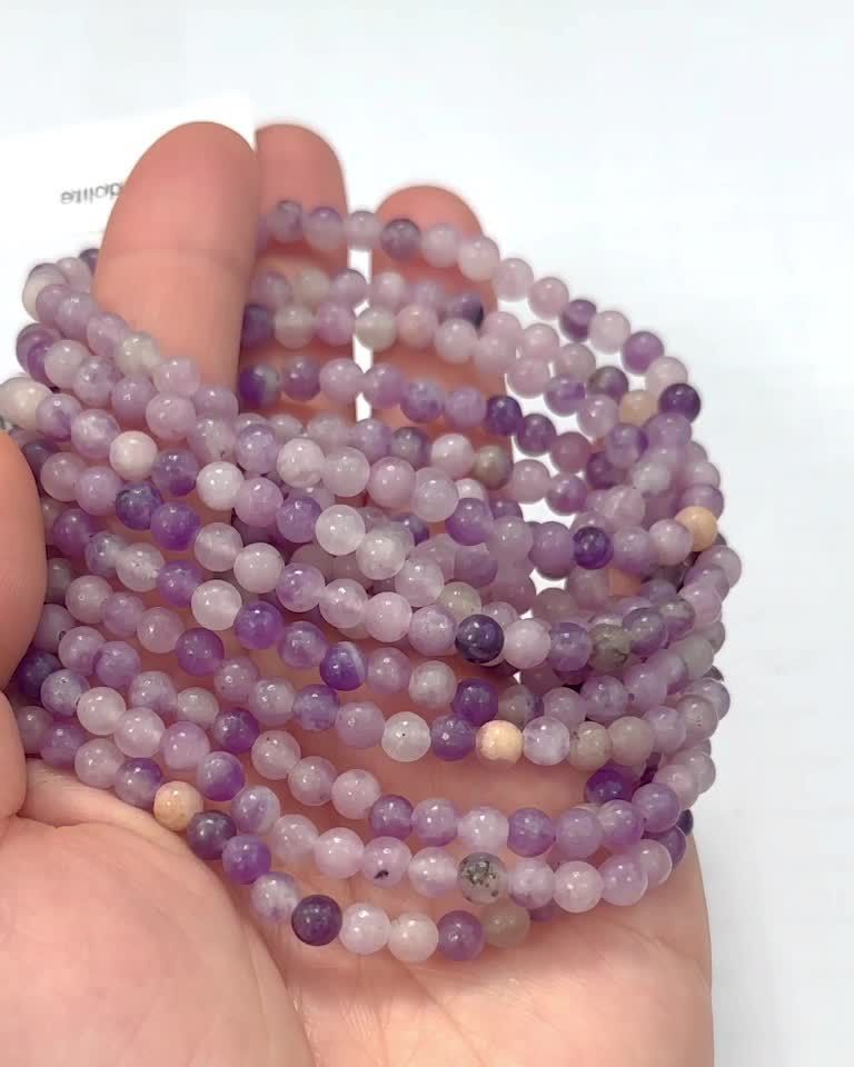 Lepidolite A grade 4mm pearls bracelet
