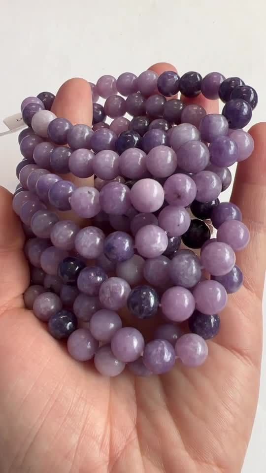 Lepidolite A 8mm pearls bracelet