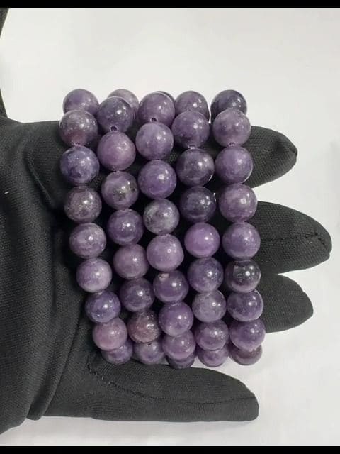 Dark Lepidolite A 10mm pearls bracelet