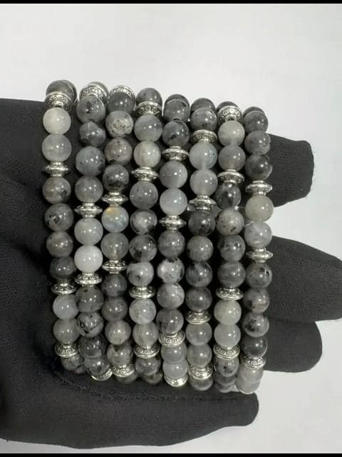 Labradorite Larvikite & Charms A 6mm pearls bracelacet
