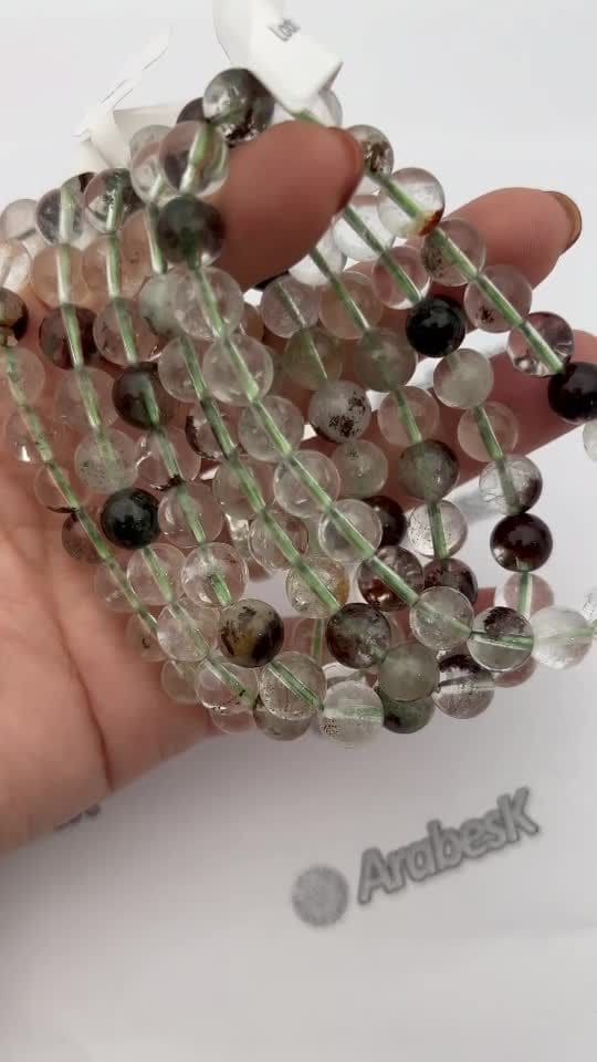 Quartz Chlorite Lodolite Bracelet With 8mm beads