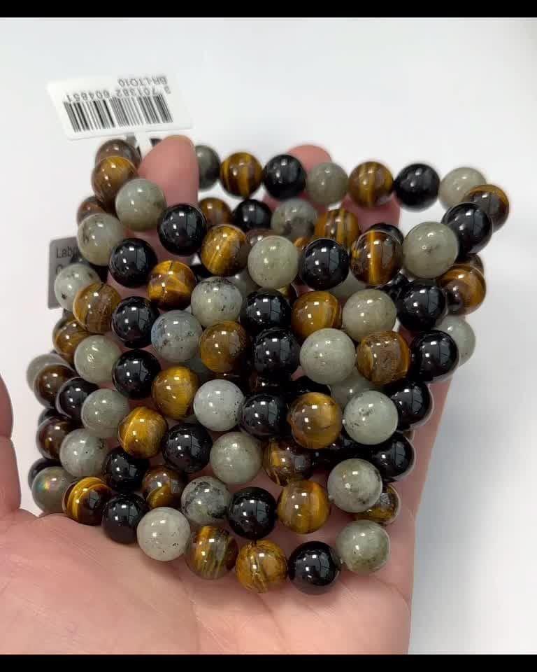 10mm pearls Labradorite Onyx & Tiger eye bracelet
