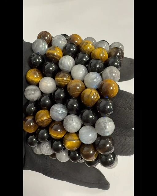 Labradorite Tiger Eye Tourmaline Bracelet With 10mm Beads