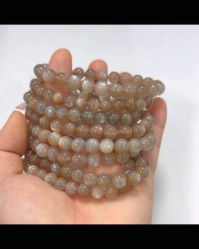 Gray Moonstone Bracelet AA beads 7-8mm