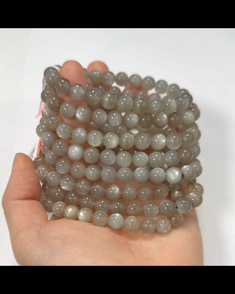 Gray Moonstone Bracelet AAA beads 8mm