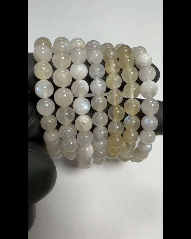 Peristerite white moonstone bracelet beads 7.5-8.5mm