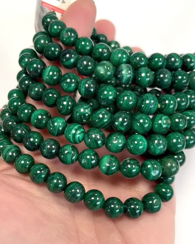 Bracelet Malachite beads 7.5-8.5mm
