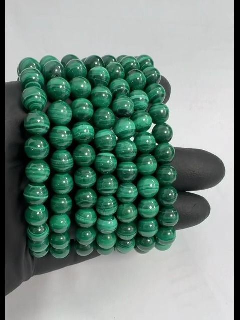Bracelet Malachite Clear AAA beads 8-9mm