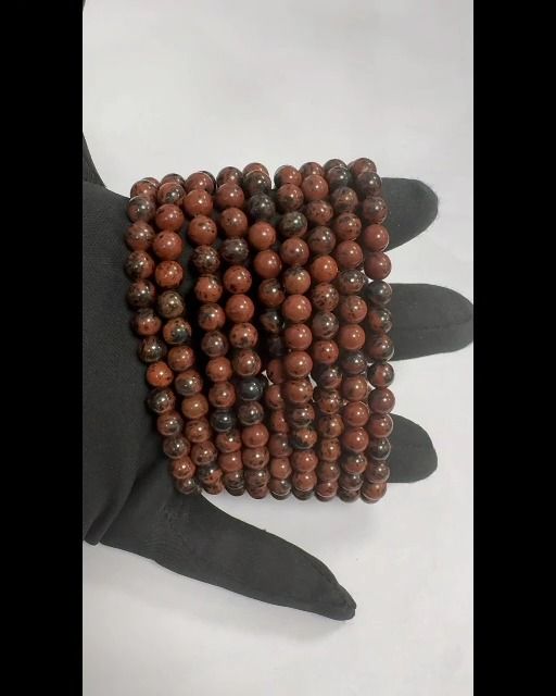 Mahogany Obsidian  pearls bracelet 6mm