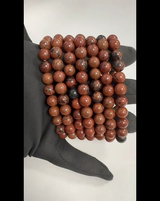 Mahogany Obsidian  pearls bracelet 8mm