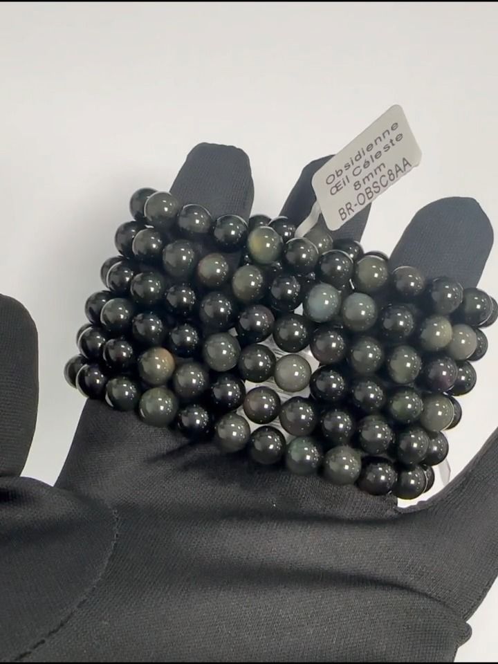 Rainbow Obsidian AA pearls bracelet 8mm