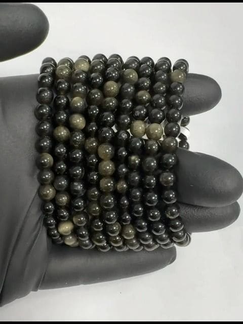 Black Golden Obsidian A pearls bracelet 6mm