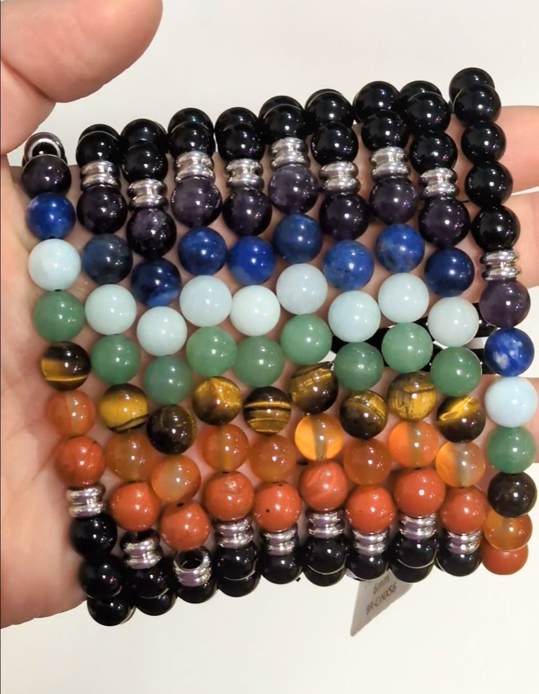 7 chakras Onyx A pearls bracelet 8mm