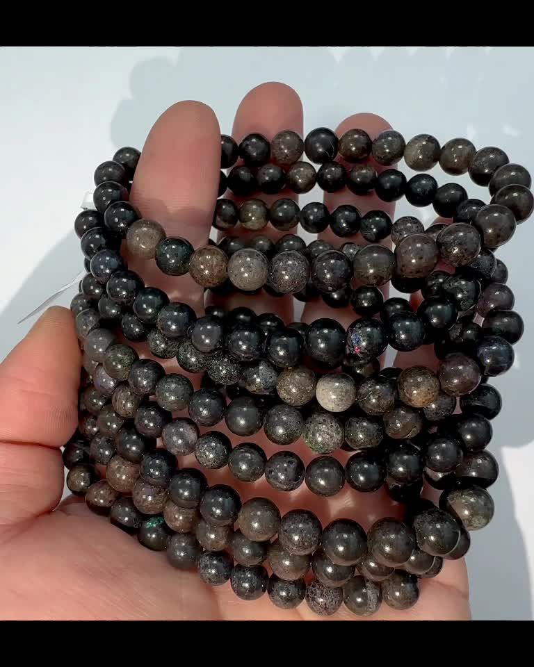 Bracelet Black Opal beads 6mm