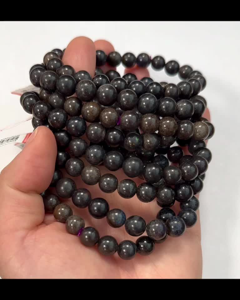 Bracelet Black Opal beads 8-9mm