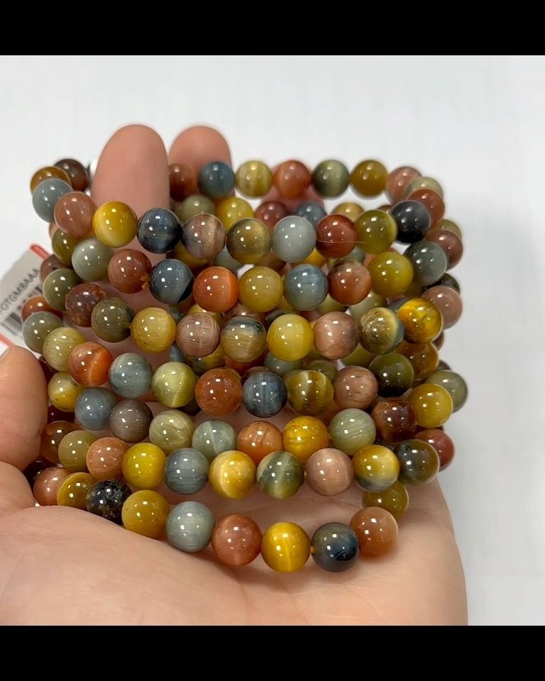 Multicolored tiger eye bracelet AA beads 8mm