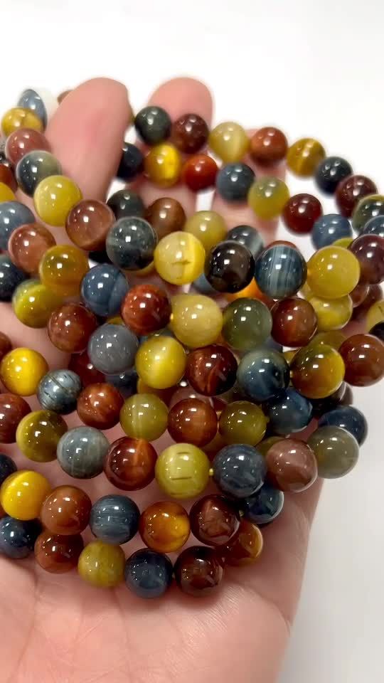 Multicolor  tiger eye 8mm A pearls bracelet