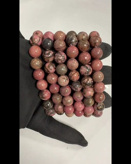 Rhodonite 10mm pearls bracelet