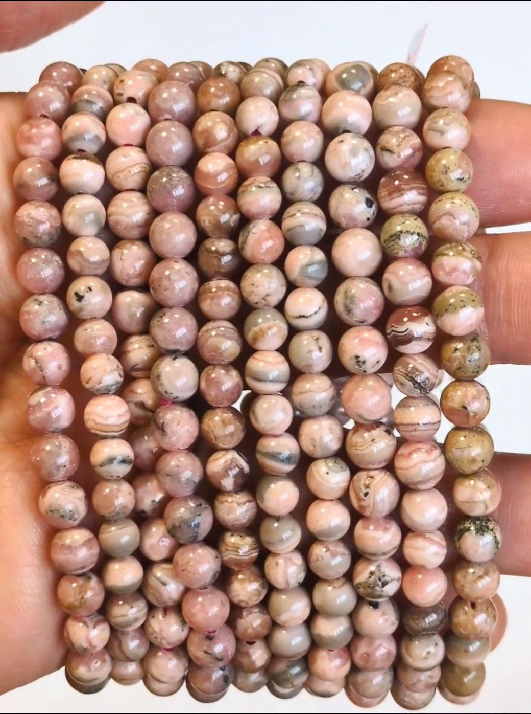 Argentine Rhodochrosite bracelet A 5-6mm beads