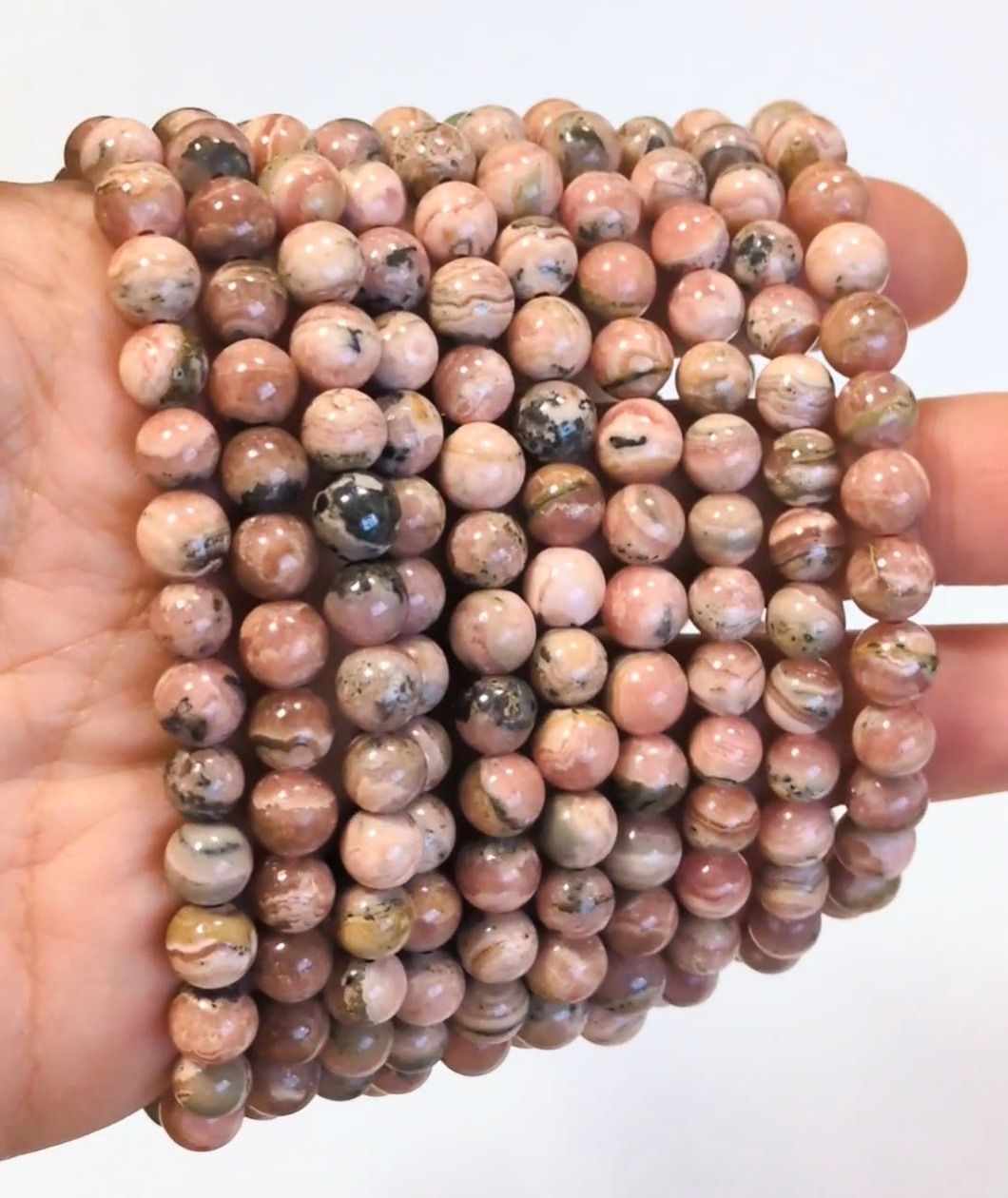 Argentine Rhodochrosite bracelet with 6-7mm beads