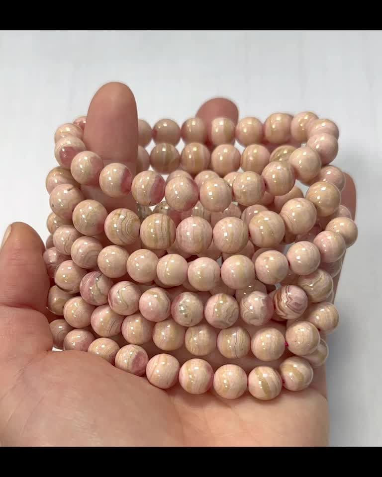 Bracelet Rhodochrosite Argentina beads 9-10mm