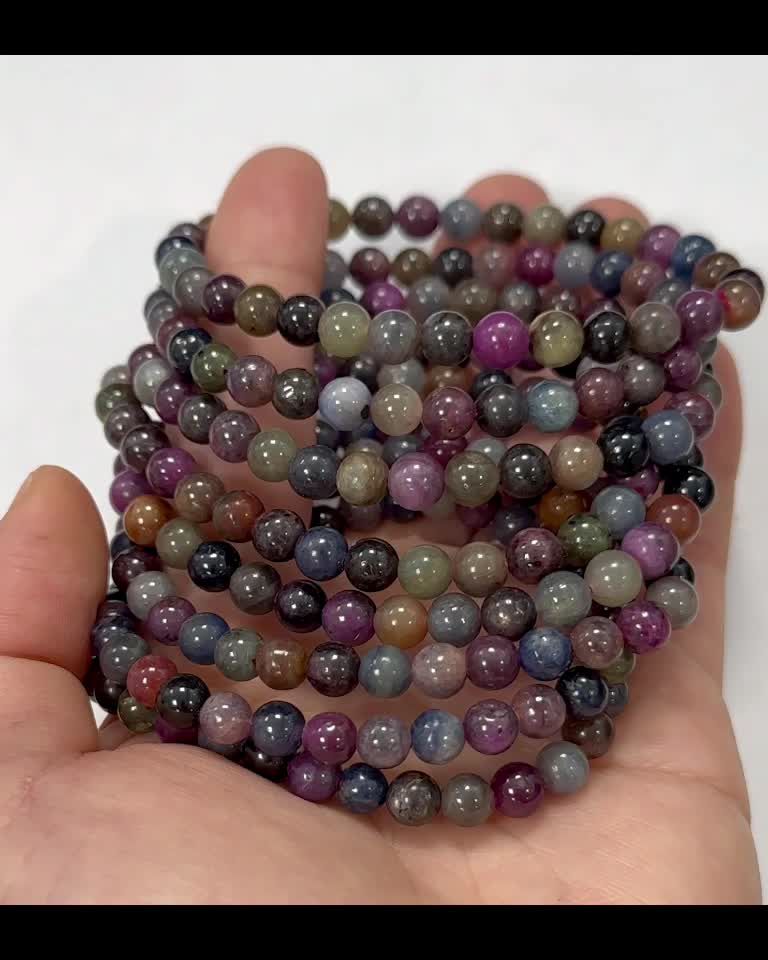 Multicolored Sapphire Bracelet With 6-7mm beads
