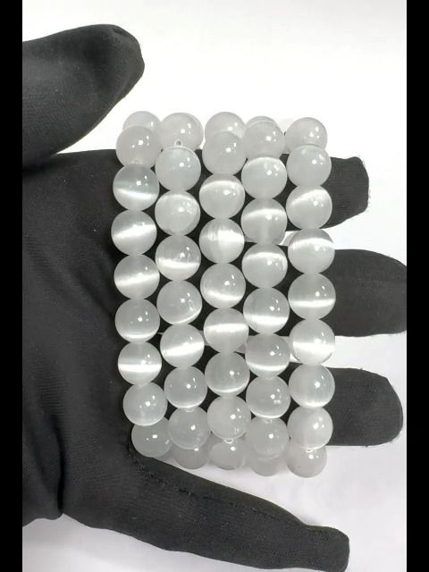 Cat Eye Selenite Bracelet AA 10mm Beads