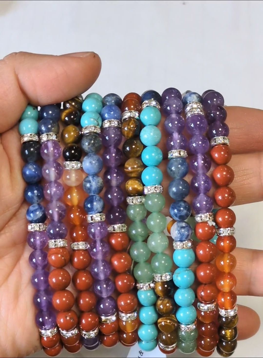 Bracelet 7 chakras and rhinestones A beads 6mm