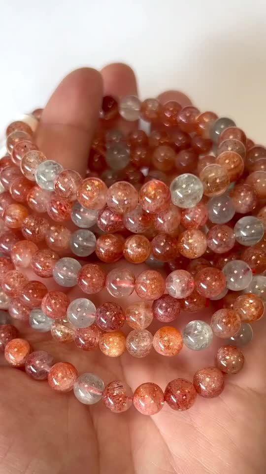 Multicolored Sun Stone Bracelet AAA beads 6mm