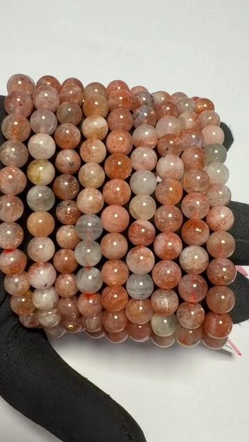Copper Sunstone Bracelet with Hematoid Inclusions AA 7-8mm Beads