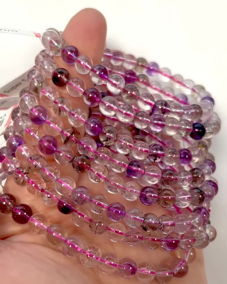 Super Seven AA bracelet 6mm pearls