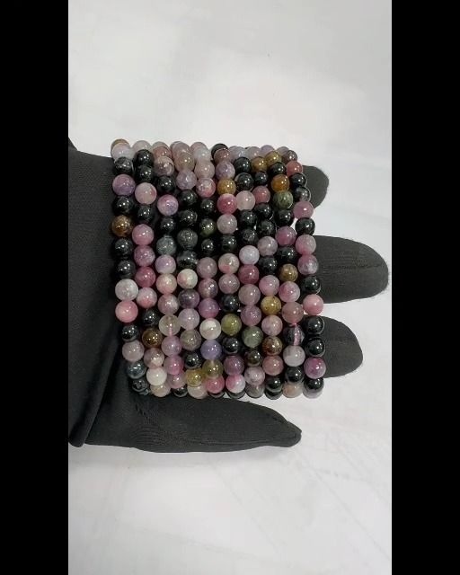 A grade multicolor Turmaline 6mm pearls bracelet