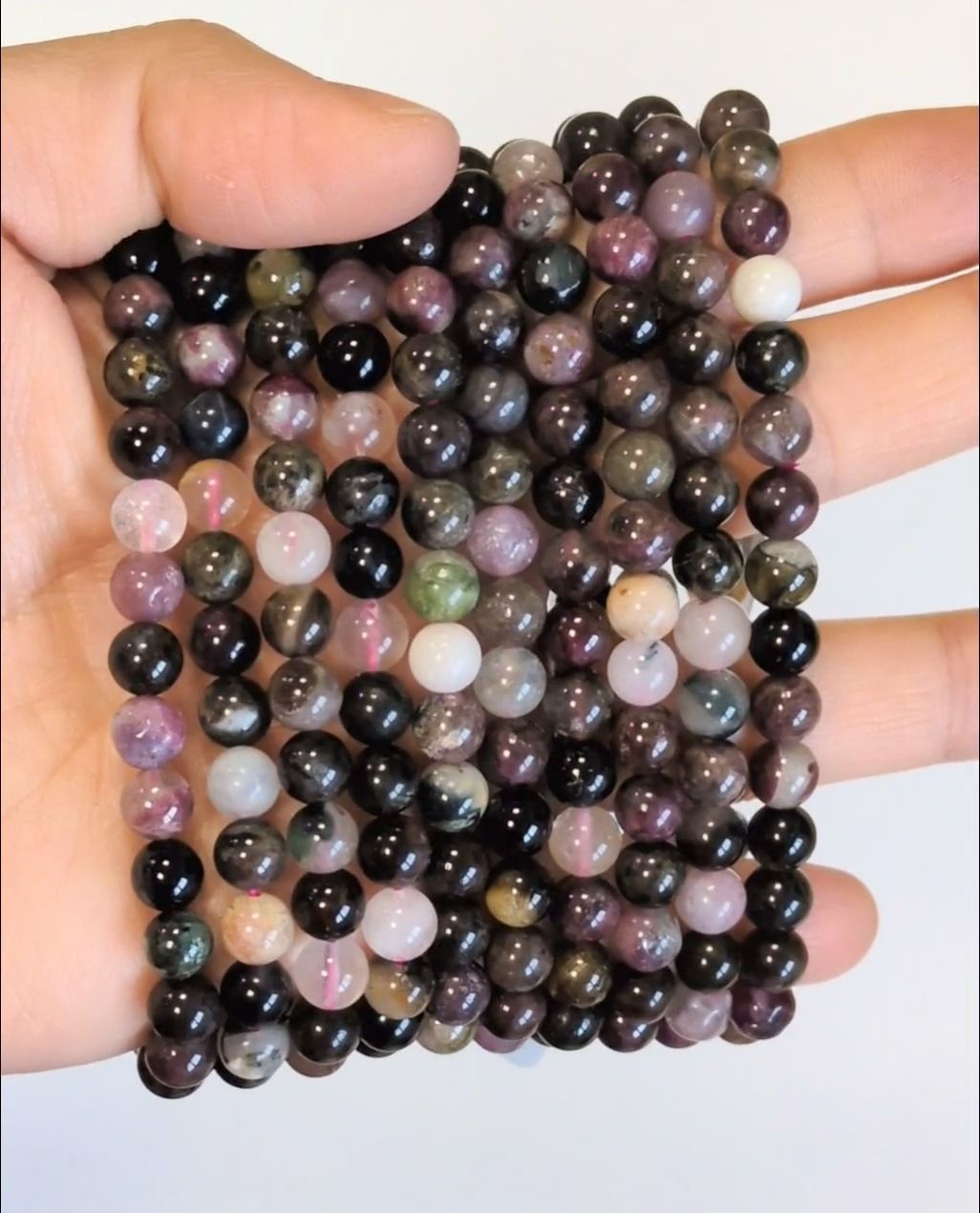 A grade multicolor Turmaline 6mm pearls bracelet