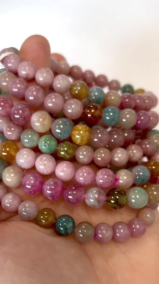 AA+ grade multicolor turmaline 7.5-8.5mm pearls bracelet