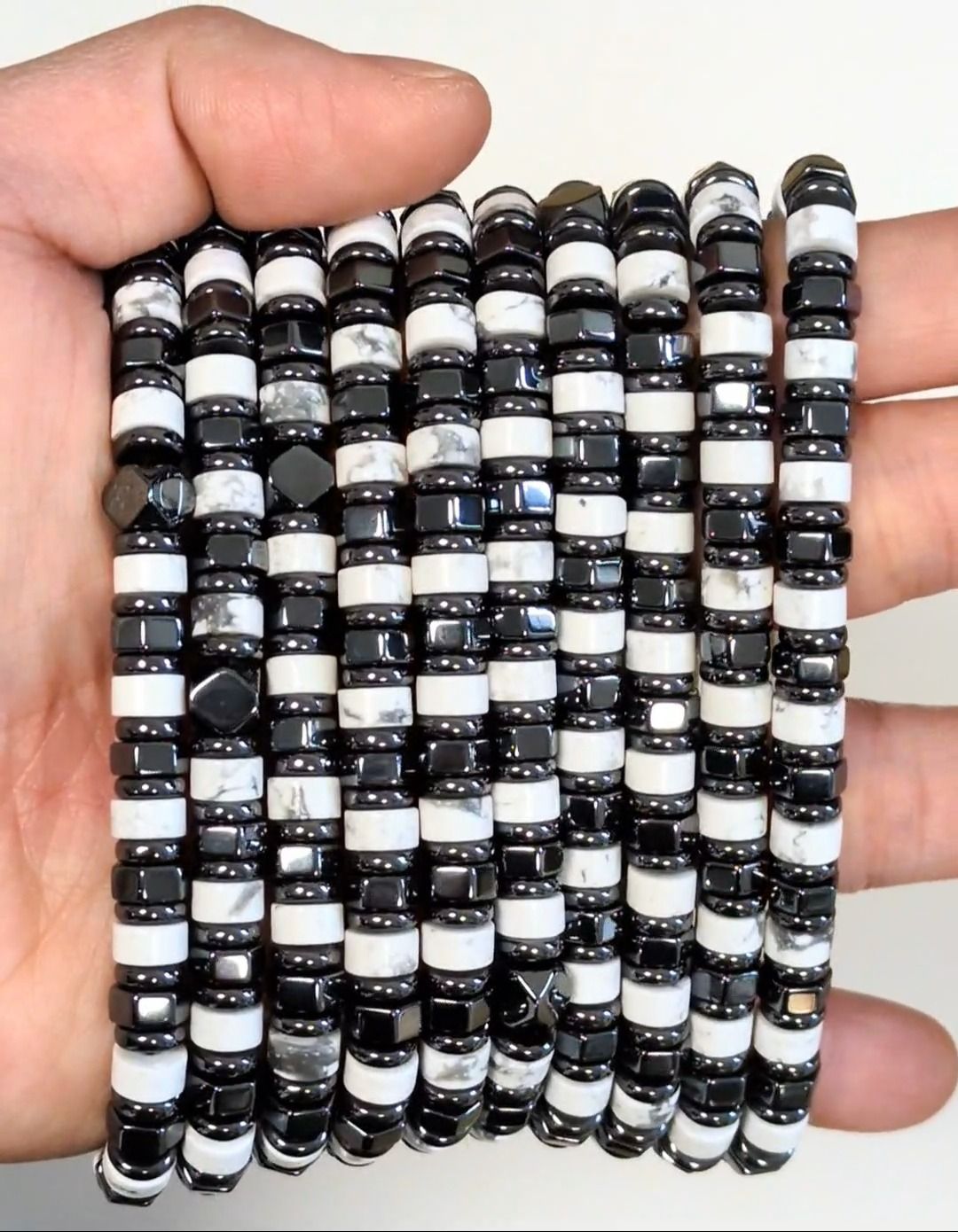 Howlite and Hematite Bracelet, 6mm Beads