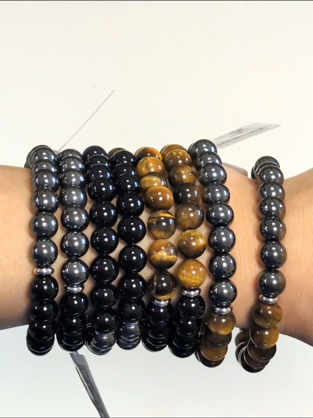 Tiger's Eye, Hematite, Black Onyx Bracelet, 8mm beads