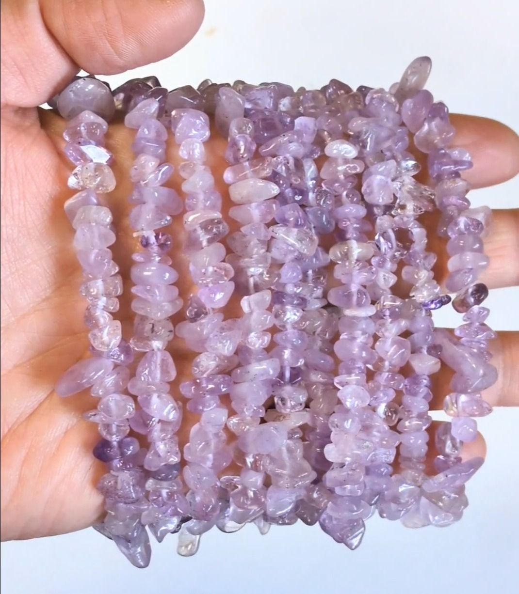 Bracelet Amethyst Lavender A chips 5-8mm 18cm